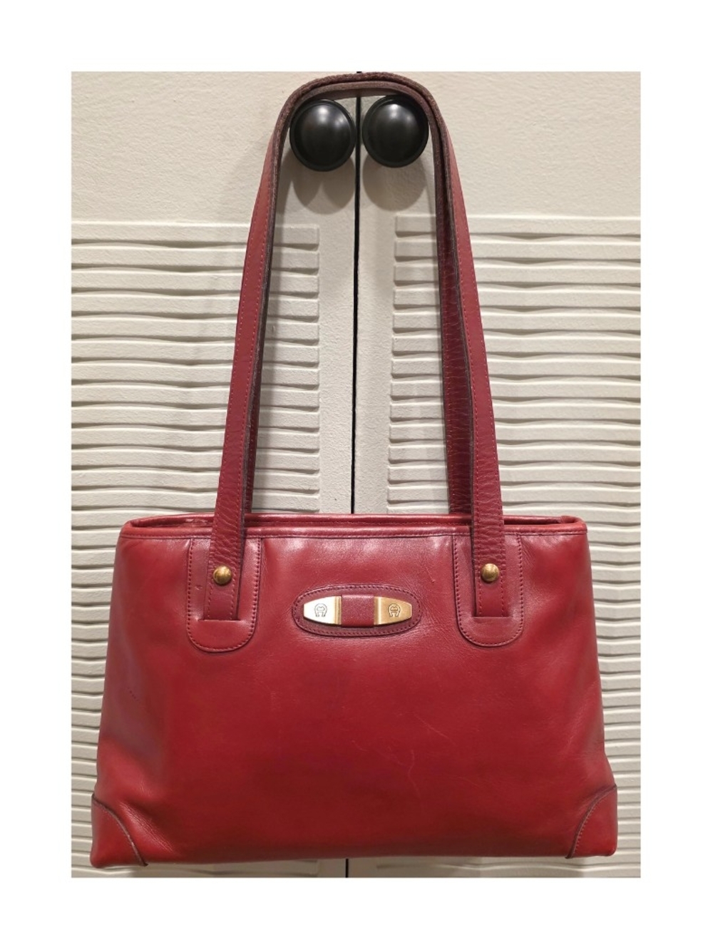 ETIENNE‎ AIGNER VINTAGE OXBLOOD LEATHER SHOULDER TOTE BAG PURSE